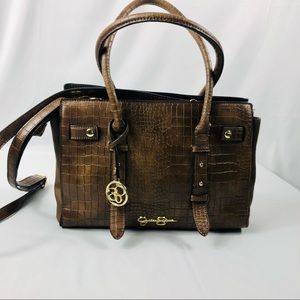 Jessica Simpson brown pocketbook so leather croc. Shoulder strap